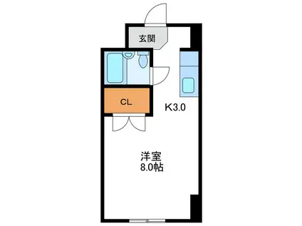 三共ハイツ(1K/8階)の間取り写真