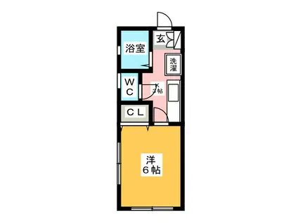 ガーデン国立(1K/1階)の間取り写真