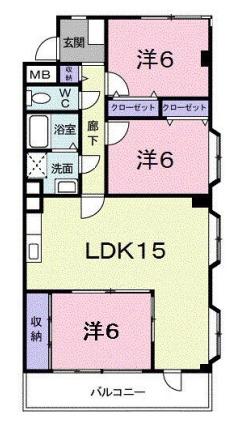 ライツェント浜芦屋(3LDK/3階)の間取り写真