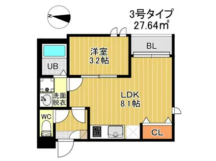 G-SMART 別府スカイ富士(1LDK/1階)の間取り写真