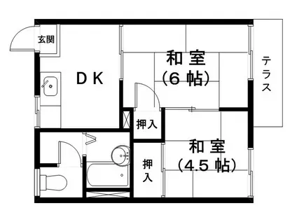 ハイツリプルII(2DK/1階)の間取り写真