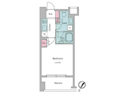 レジディア築地(1K/5階)の間取り写真