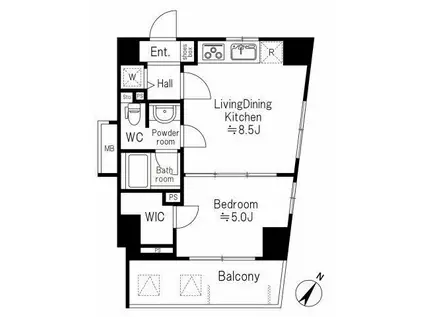 ファミール表参道ベルファース(1LDK/5階)の間取り写真