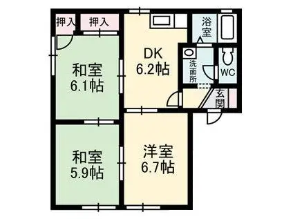 サンライト城北A(3DK/1階)の間取り写真