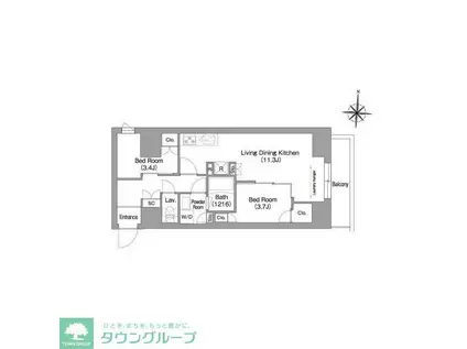 コンフォリア・リヴ南品川(2LDK/8階)の間取り写真