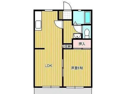 サンビレッジ六番街EH棟(1LDK/2階)の間取り写真