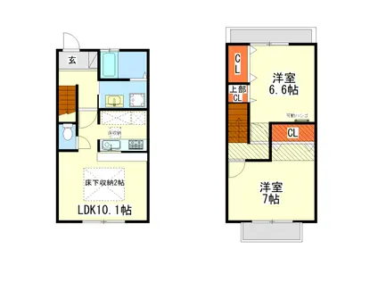 ポポラーレ幸(2LDK/1階)の間取り写真