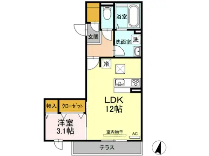 フレッチェ・ボスコIII(1LDK/1階)の間取り写真