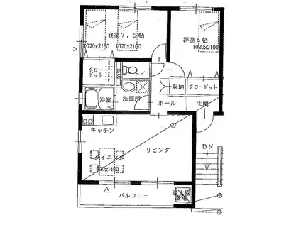 サンモールタワー(2LDK/2階)の間取り写真