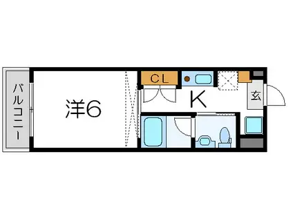 アクアI(1K/3階)の間取り写真
