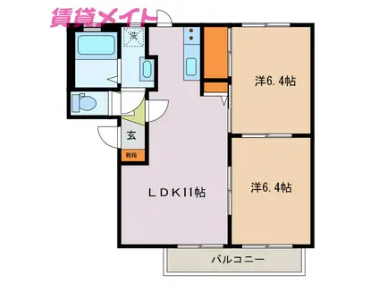 ファミーユベールA棟(2LDK/2階)の間取り写真