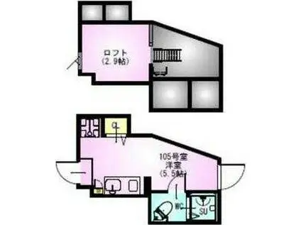 VILLEST 町屋(ワンルーム/1階)の間取り写真