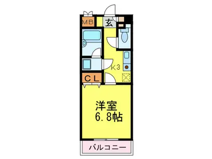 リージェント大橋(1K/7階)の間取り写真