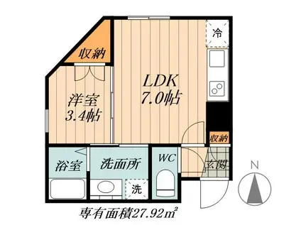 WELL COURT NAKAMURA(1LDK/5階)の間取り写真