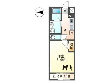 ピュアファクトリー22(1K/2階)の間取り写真