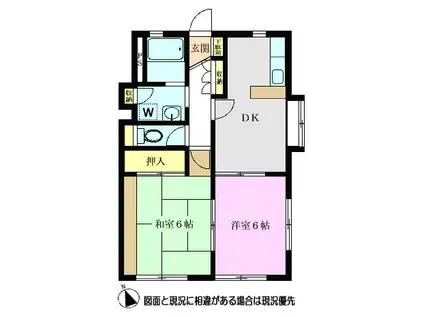 コンフォート中村C(2DK/1階)の間取り写真