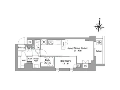 コンフォリア・リヴ大崎(1LDK/5階)の間取り写真