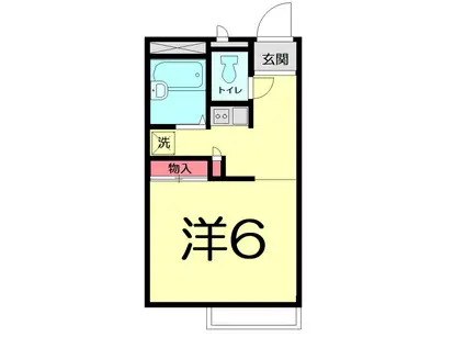 埼玉新都市交通伊奈線 吉野原駅 徒歩21分 2階建 築28年(ワンルーム/2階)の間取り写真