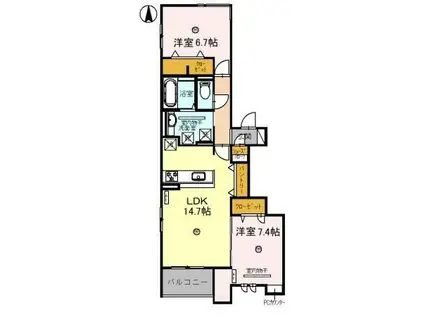 COMU TERRACE(2LDK/2階)の間取り写真