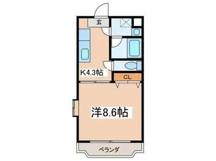 ベルコリーヌ(1K/3階)の間取り写真