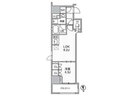 シーズンフラッツ新御徒町(1LDK/10階)の間取り写真