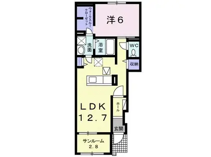 フェリーチェ リノ(1LDK/1階)の間取り写真