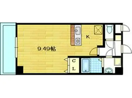 ホワイトスクエア(1K/2階)の間取り写真