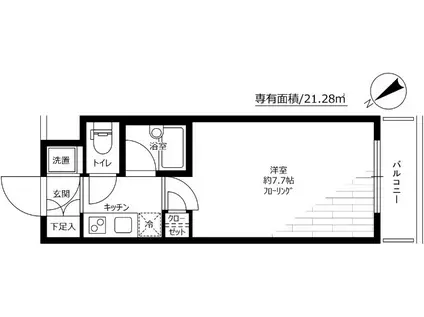 パレステュディオ渋谷イースト(1K/2階)の間取り写真