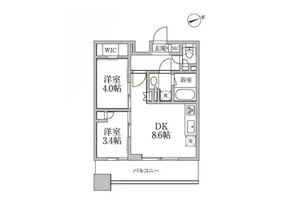レジディア新御徒町II(2DK/11階)の間取り写真