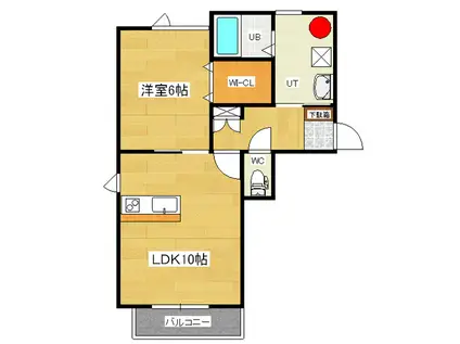 プレミアコートとん田(1LDK/1階)の間取り写真