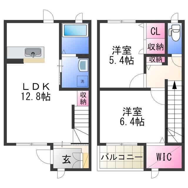 シャーメゾン松江(2LDK/1階)の間取り写真