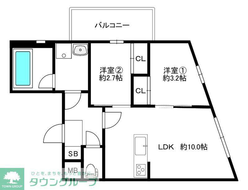 MODERN ASPIRATION 薬院COURT(2LDK/4階)の間取り写真