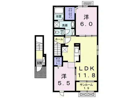 アイリス・ファームA(2LDK/2階)の間取り写真