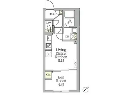 アグライア新宿横寺町(1LDK/2階)の間取り写真