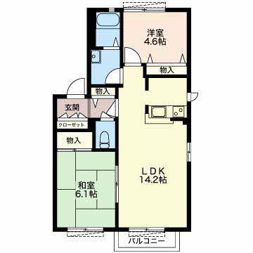 ディアス シノダ A(2LDK/2階)の間取り写真