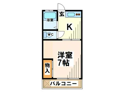 かつみハイツ(1K/2階)の間取り写真