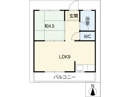 手力コーポ(1LDK/2階)の間取り写真