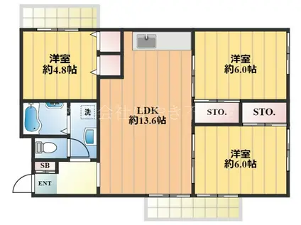 前野町ガーデンハウス(3LDK/4階)の間取り写真