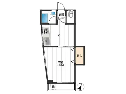 小豆沢公園コーポ(1DK/3階)の間取り写真