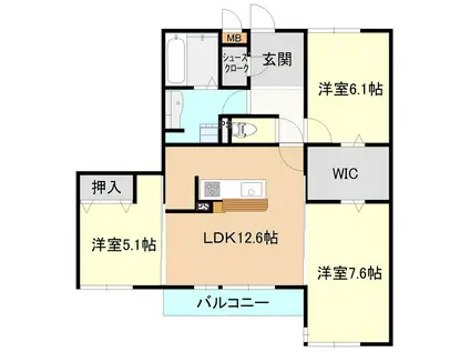 サンパティー エスパース(3LDK/2階)の間取り写真