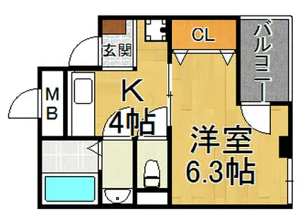 トップシードOKADA(1K/3階)の間取り写真