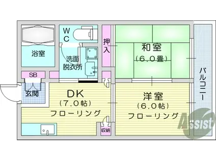 メゾンドエイキ(2DK/2階)の間取り写真