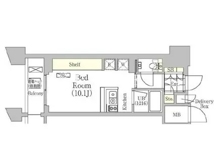 メゾンカルム日本橋馬喰町(ワンルーム/10階)の間取り写真