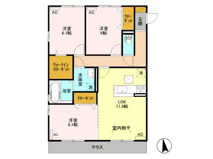 ステラI(3LDK/1階)の間取り写真