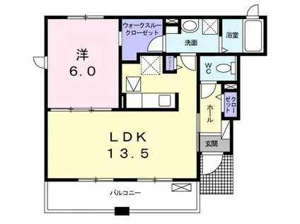 ルーチェ・S 吉山 B(1LDK/1階)の間取り写真