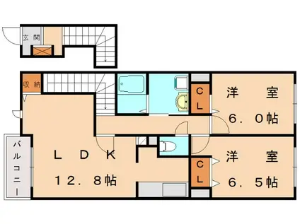 グローヴ・ガーデンC(2LDK/2階)の間取り写真