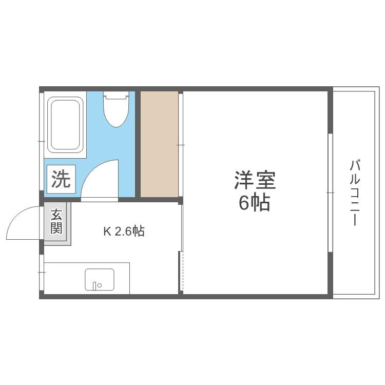 アプリコット渡辺通(1K/1階)の間取り写真