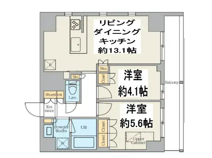 クレストコート東日暮里(2LDK/5階)の間取り写真