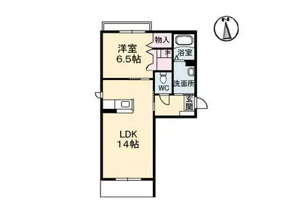 ベルアネス A棟(1LDK/1階)の間取り写真