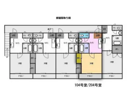 レジデンス尾道B(1K/1階)の間取り写真